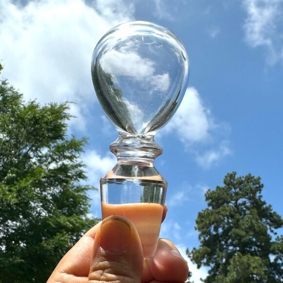 Crystal Bottle Stopper Round Top Vintage MCM 4.25" - Picture 2 of 7